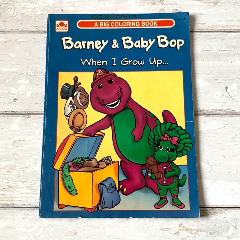 Vintage 1993 Barney Purple Dinosaur Coloring Book Kids
